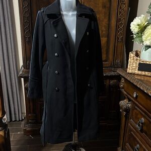 Vince Camuto women Black Double-Breasted Trench Coat (NWOT)